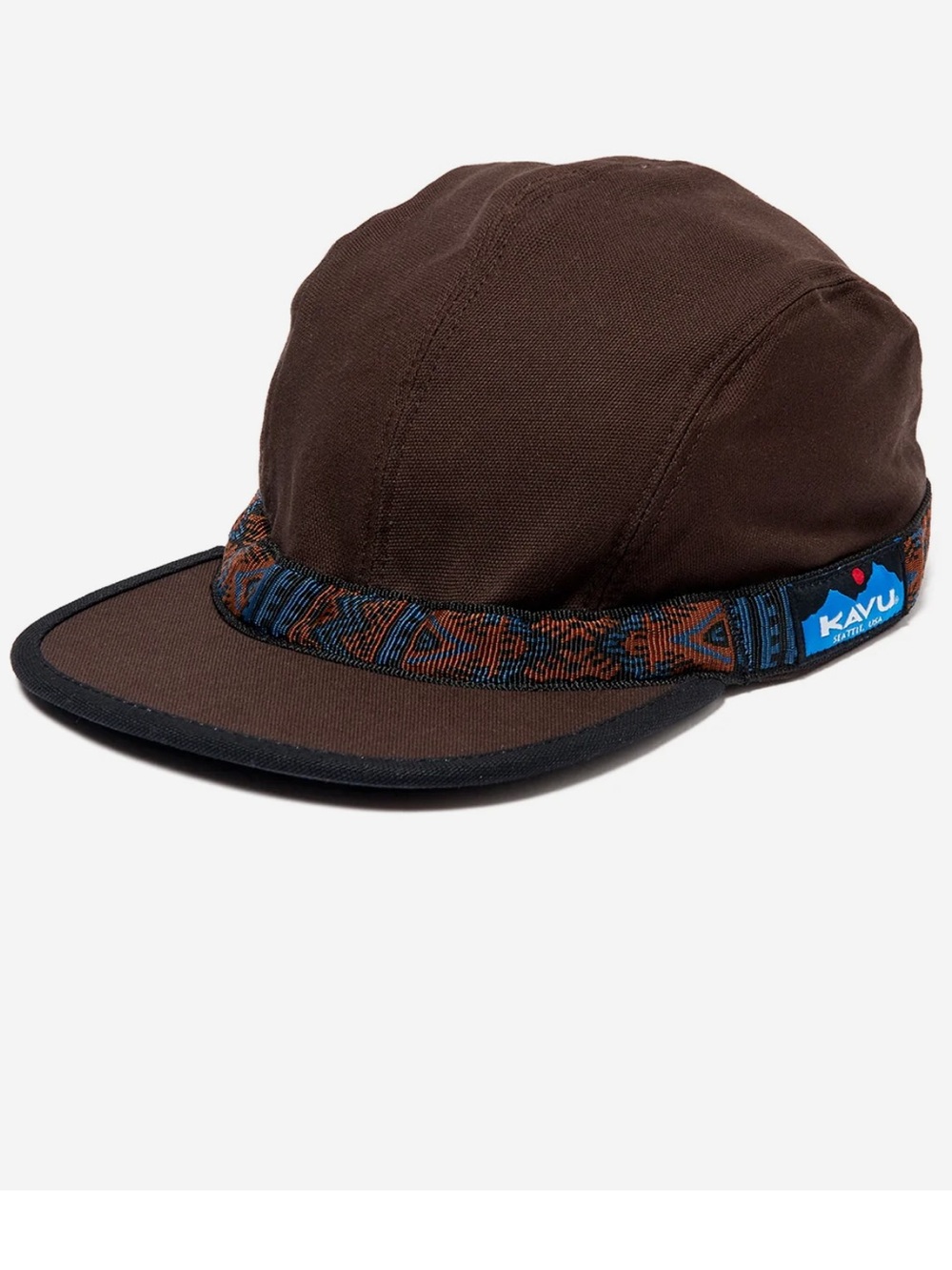 Kavu Brown 5-Panel Cap with Navy Rust Strap baseball cap large